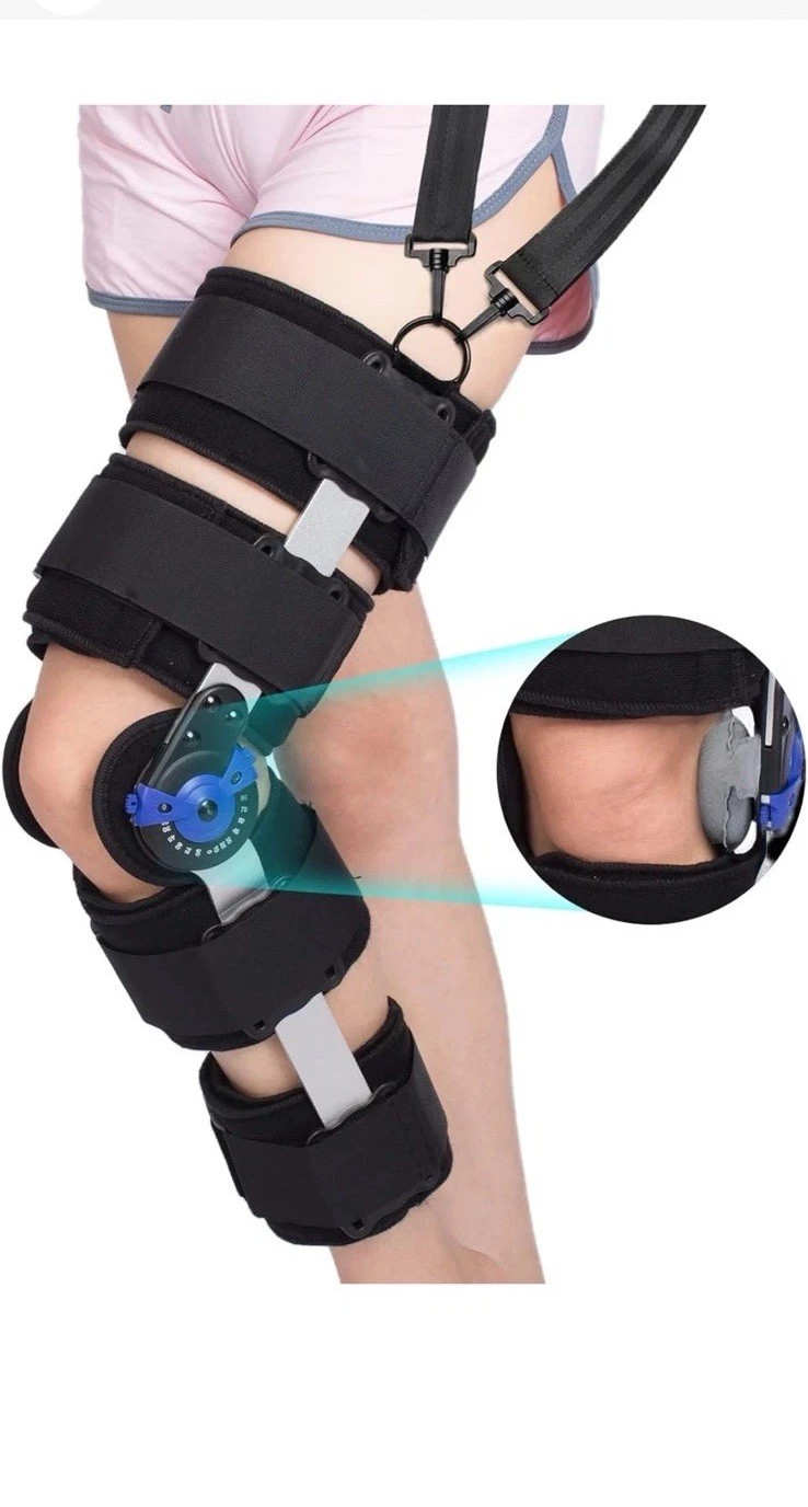 Adjustable Hinged ROM Knee Brace with Stabilizers for Post-Op Support