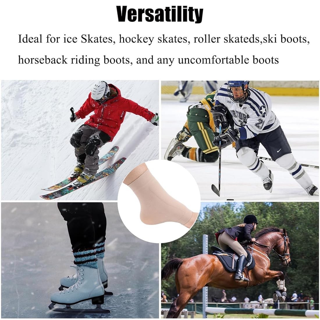 Padded Skate Socks Lace Bite Protection 1 Pair Gel Compression Support Sleeve