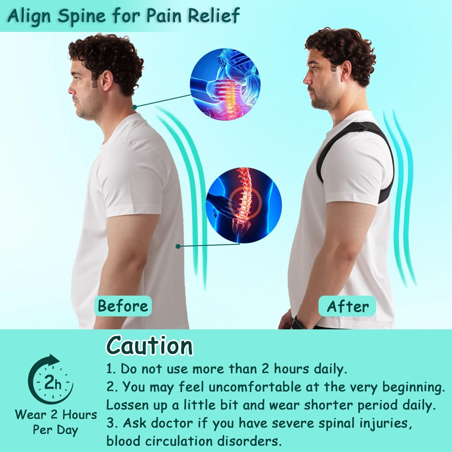 King Mills Plus Size Back Brace, Back Brace Posture Corrector for Women and M…