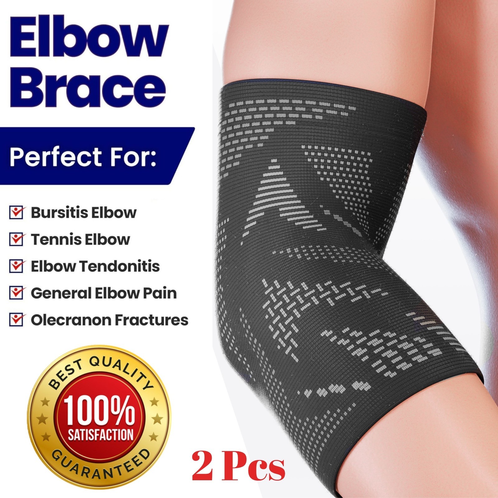 Elbow Brace Compression Support Sleeve Arthritis Tendonitis Reduce Joint Pain 2X