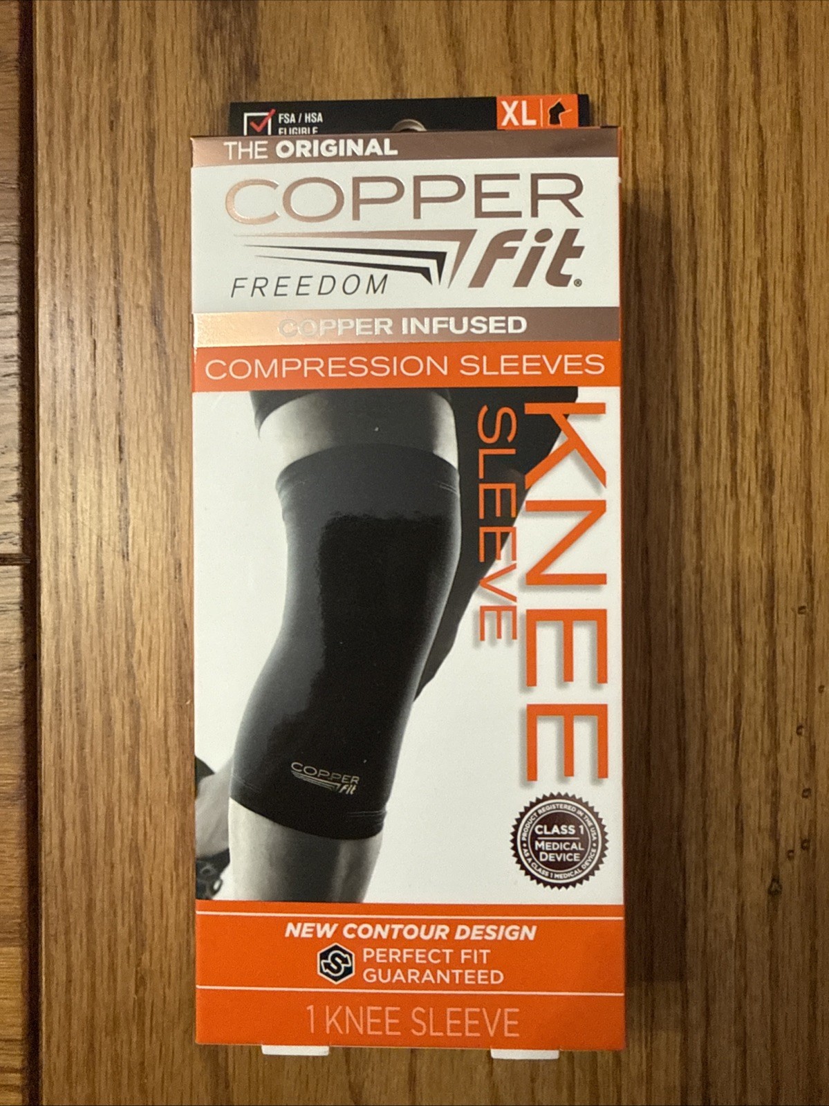 Copper Fit Freedom Copper Infused Compression Knee Sleeve – Size XL – Black
