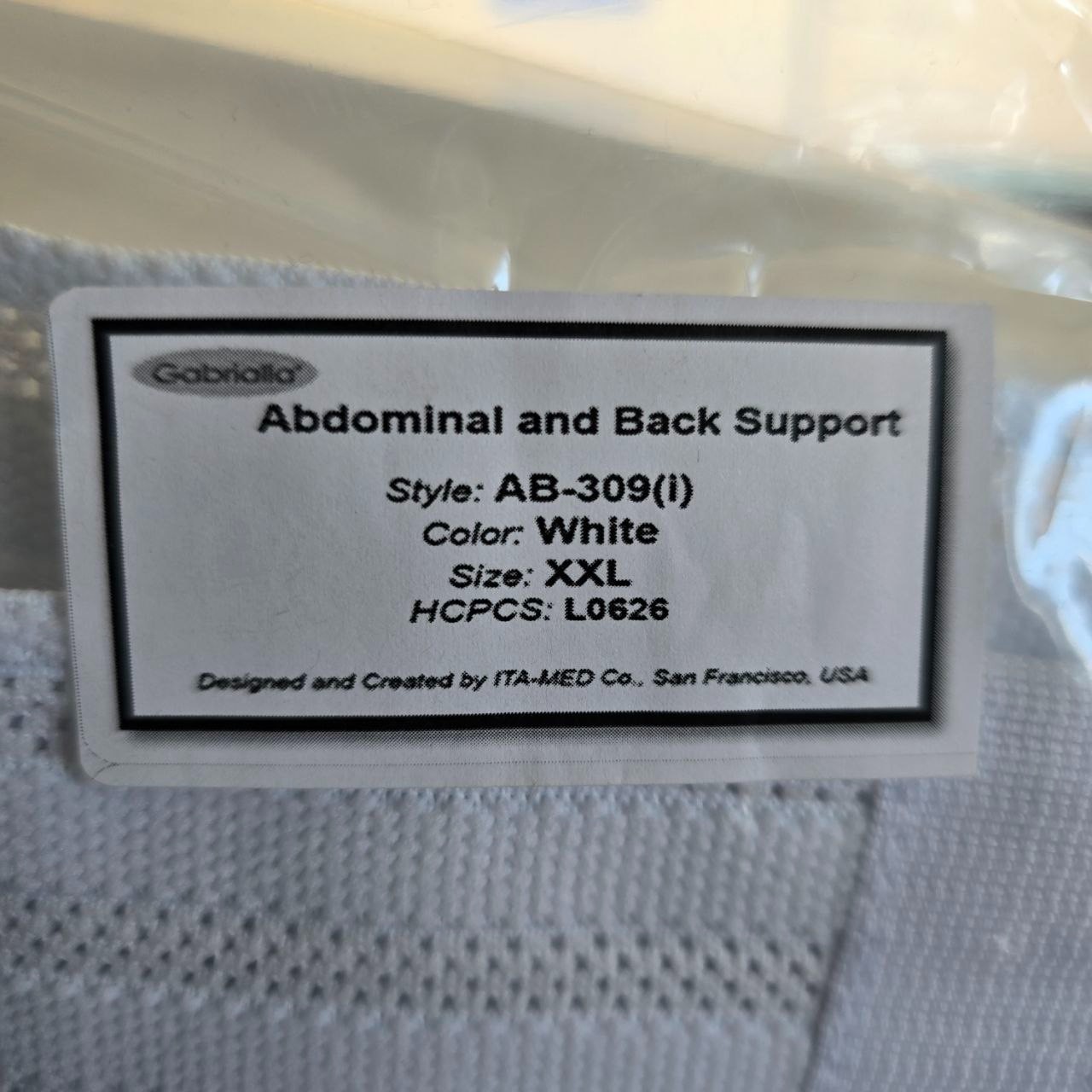 Gabrialla Abdominal & Back Support Binder Breathable Elastic AB-309 Size 2XL