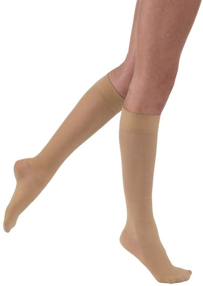 BSN Jobst Women’s UltraSheer Knee Moderate Stockings Closed Toe Medium Natural