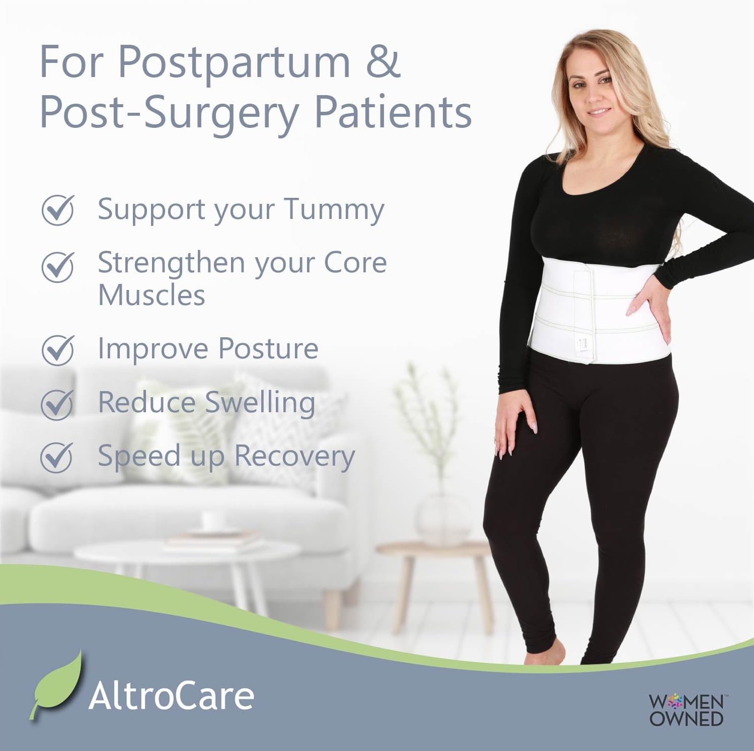 AltroCare Postpartum & Post Surgery Abdominal Small/Medium (Pack of 1), White
