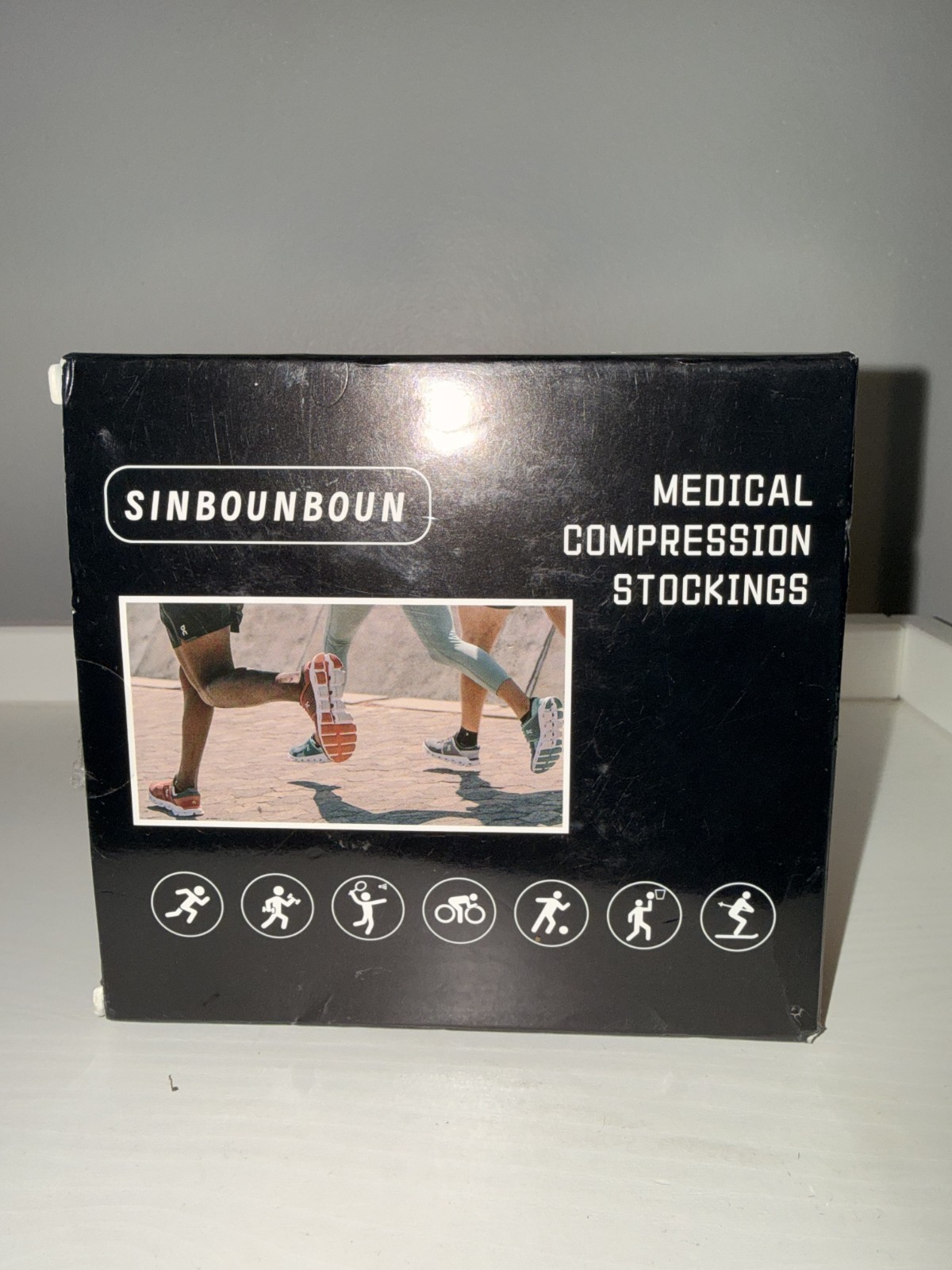 SINBOUNBOUN 2 Pairs Mixed Grey black Neuropathy Socks For Women and Men Medium