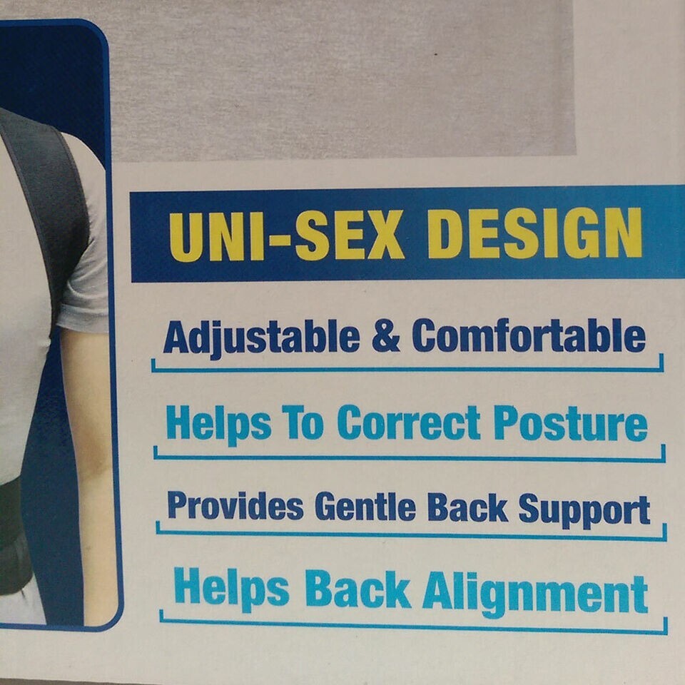 TOTAL VISION Back Brace Posture Corrector Shoulder Back Support Belt Unisex XL