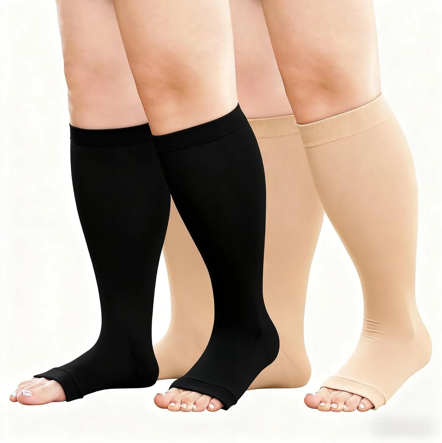 1Pair Toeless Compression Socks for Women Men,Plus Size Compression Socks