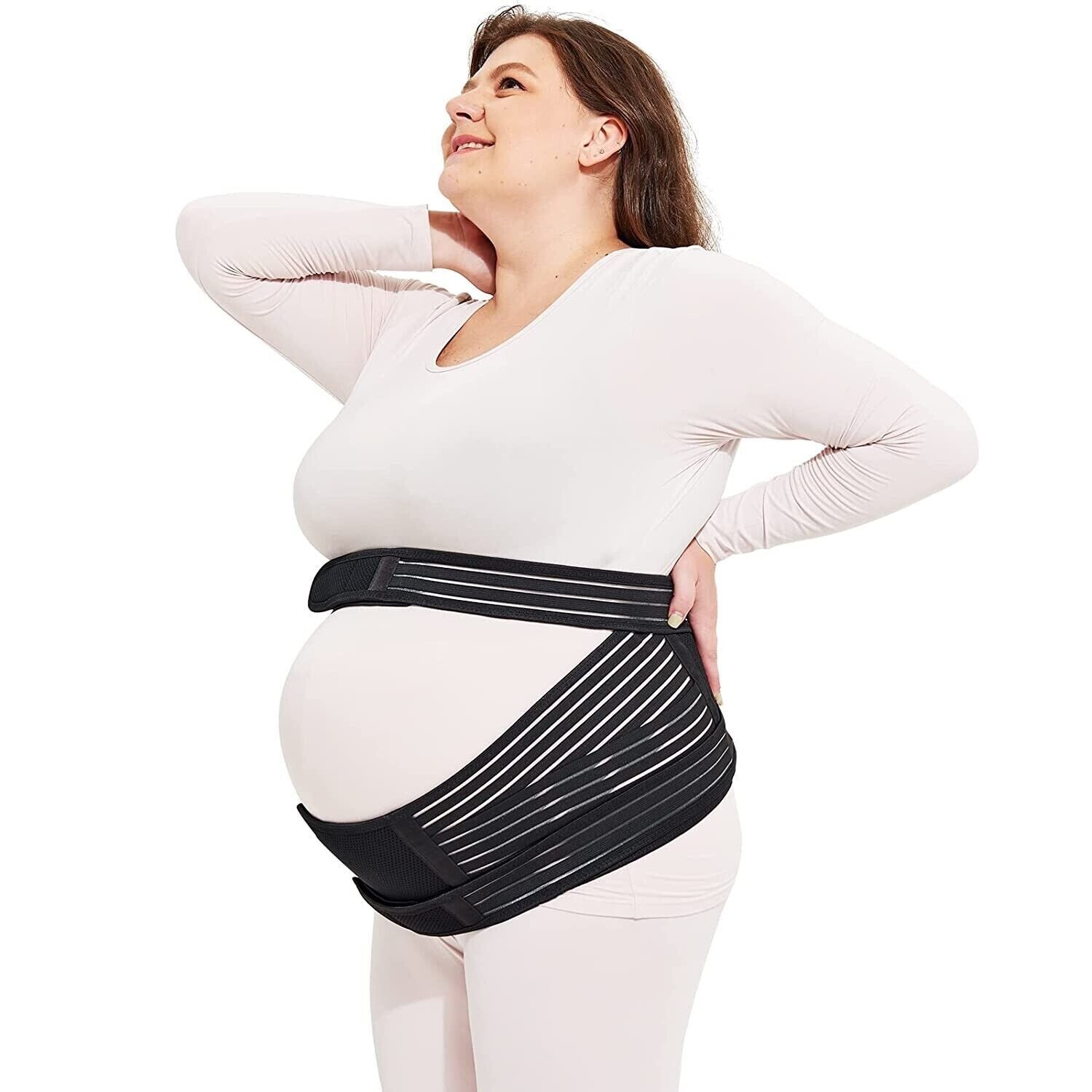 ECOPARTY Maternity Belt, Belly Band Waist Abdominal Back Support~BLK-3XL