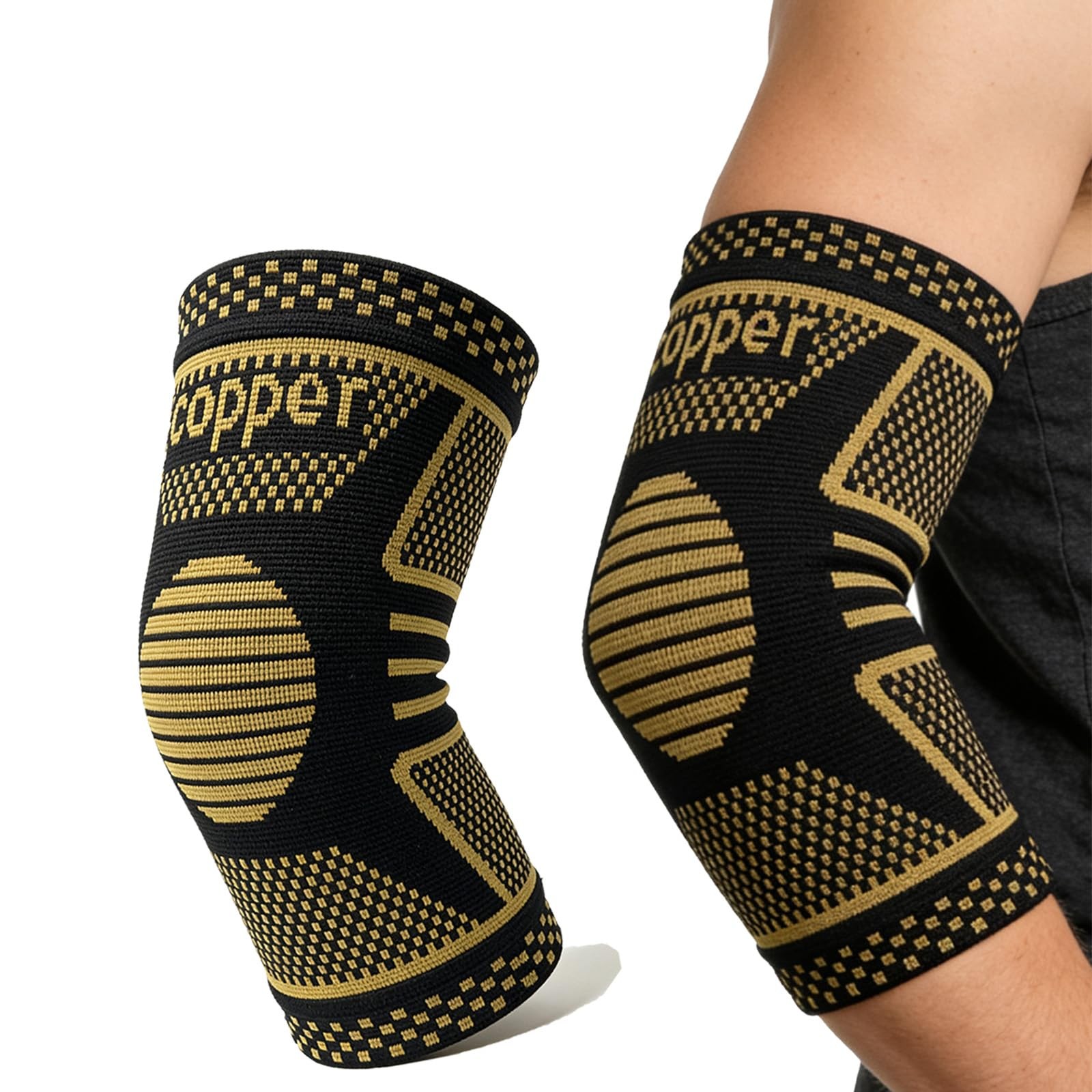 Copper Elbow Compression Sleeve, Tennis Elbow Brace for Men and Women, 4-Way …