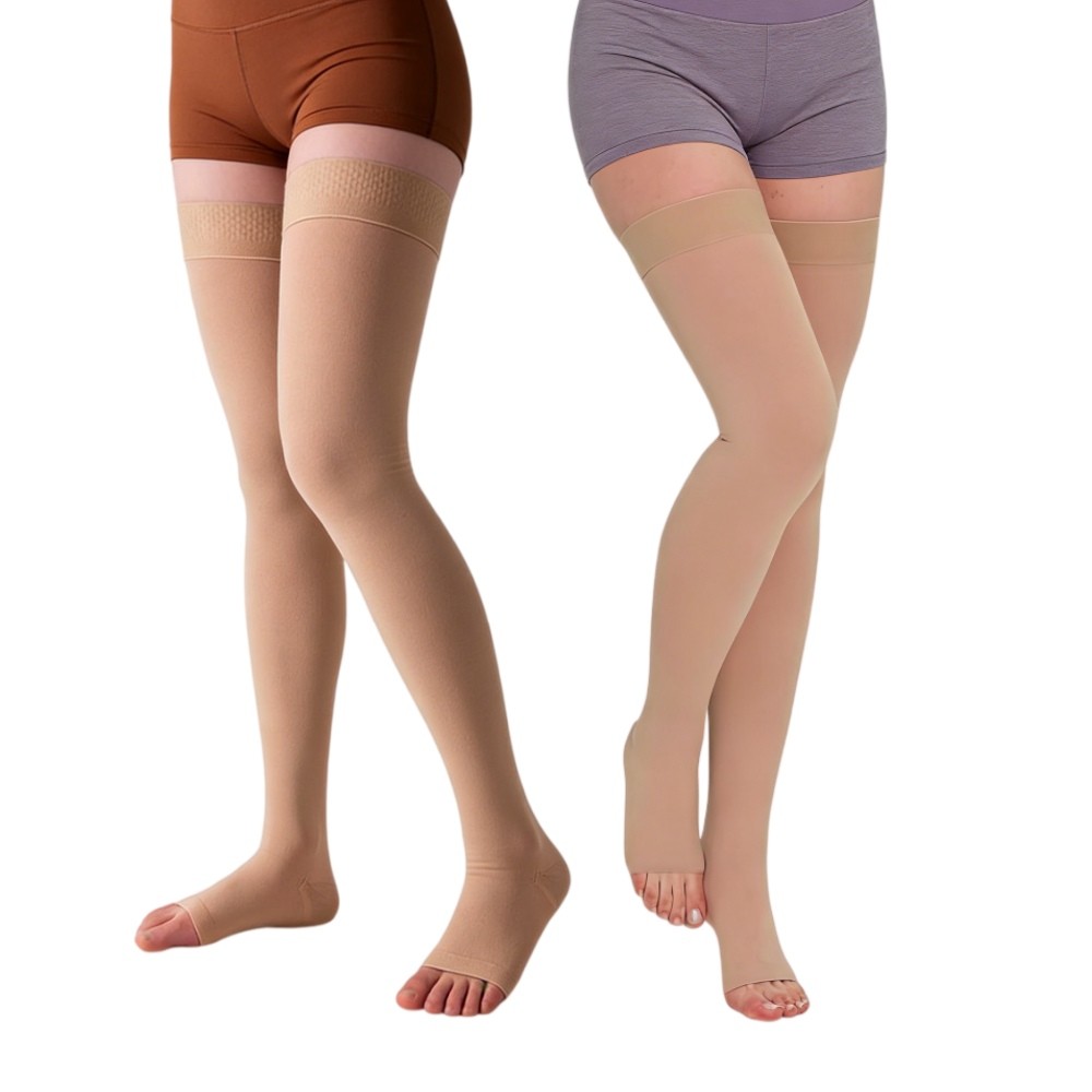Support thigh high socks with firm graduated Compression Stockings (20-30 mmHg)