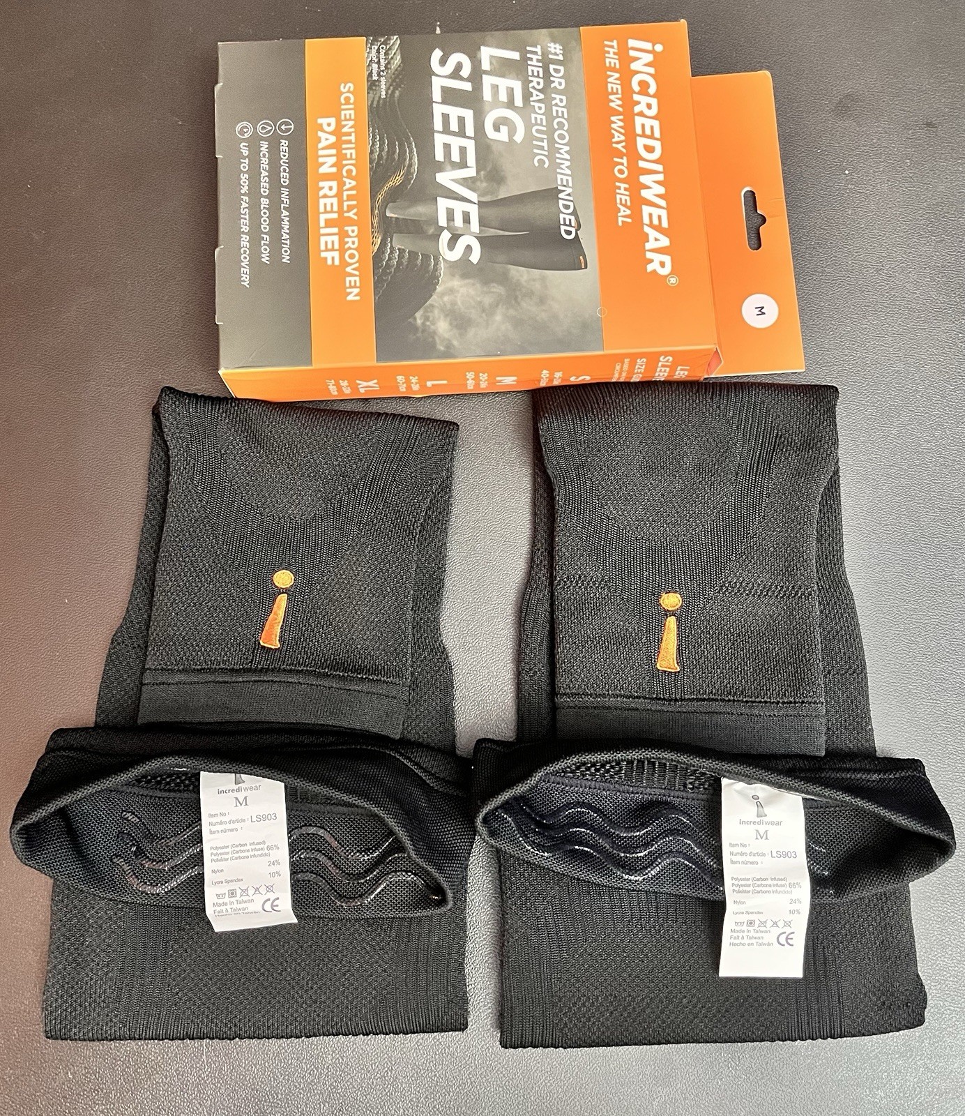 Incrediwear’s Leg Sleeve Pair Medium Black Compression Sleeve – Used