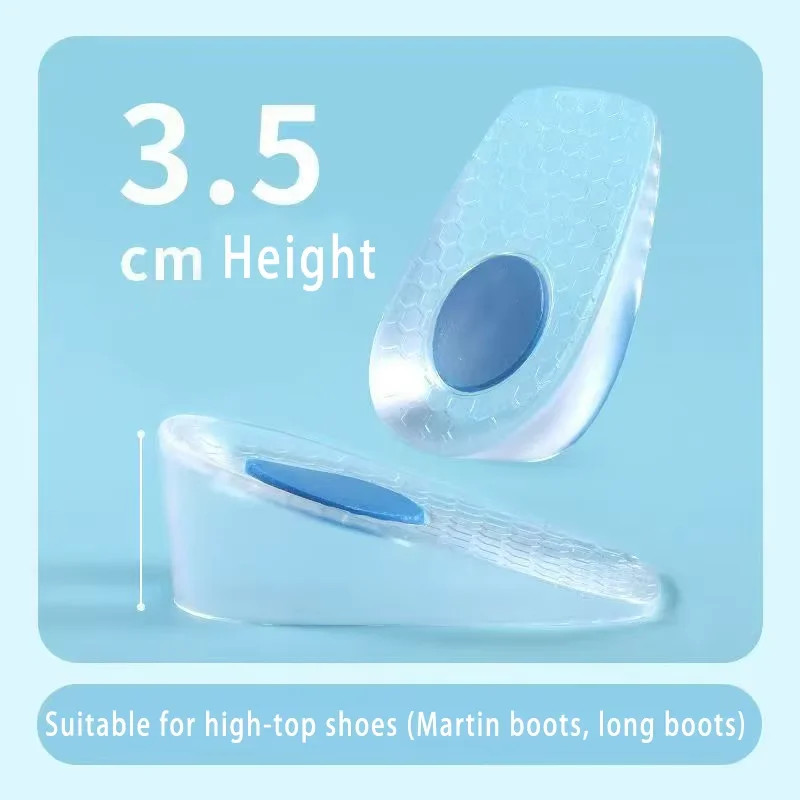 Silicone Height Increase Insoles for Men Women Shoes Inserts Invisible Heighteni