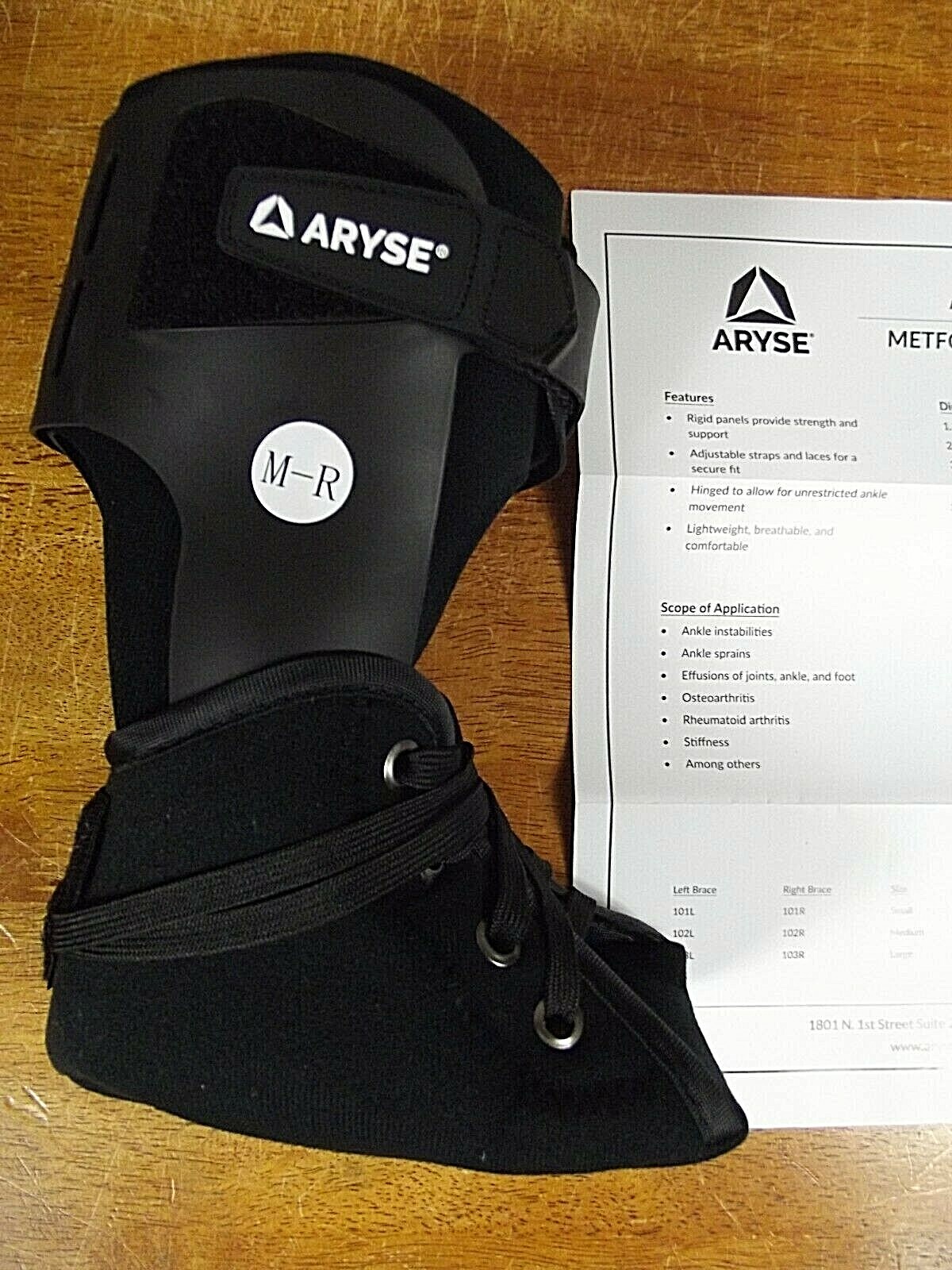 NEW ARYSE AY-06-102R MEDIUM RIGHT METFORCE ANKLE BRACE M-R