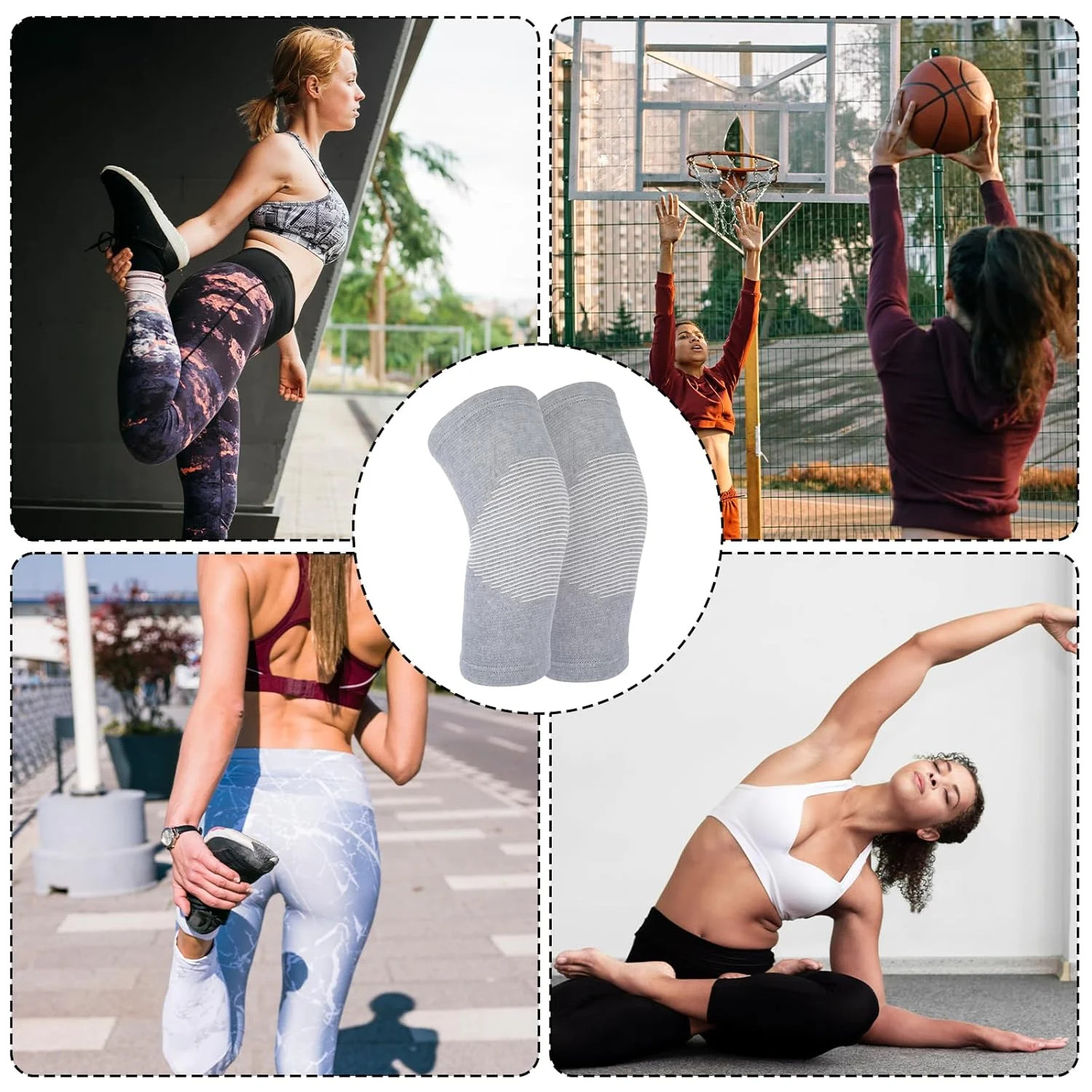 Bamboo Knee Sleeve, Breathable Compress Bamboo Knee Sleeves Elastic Warm Knees B