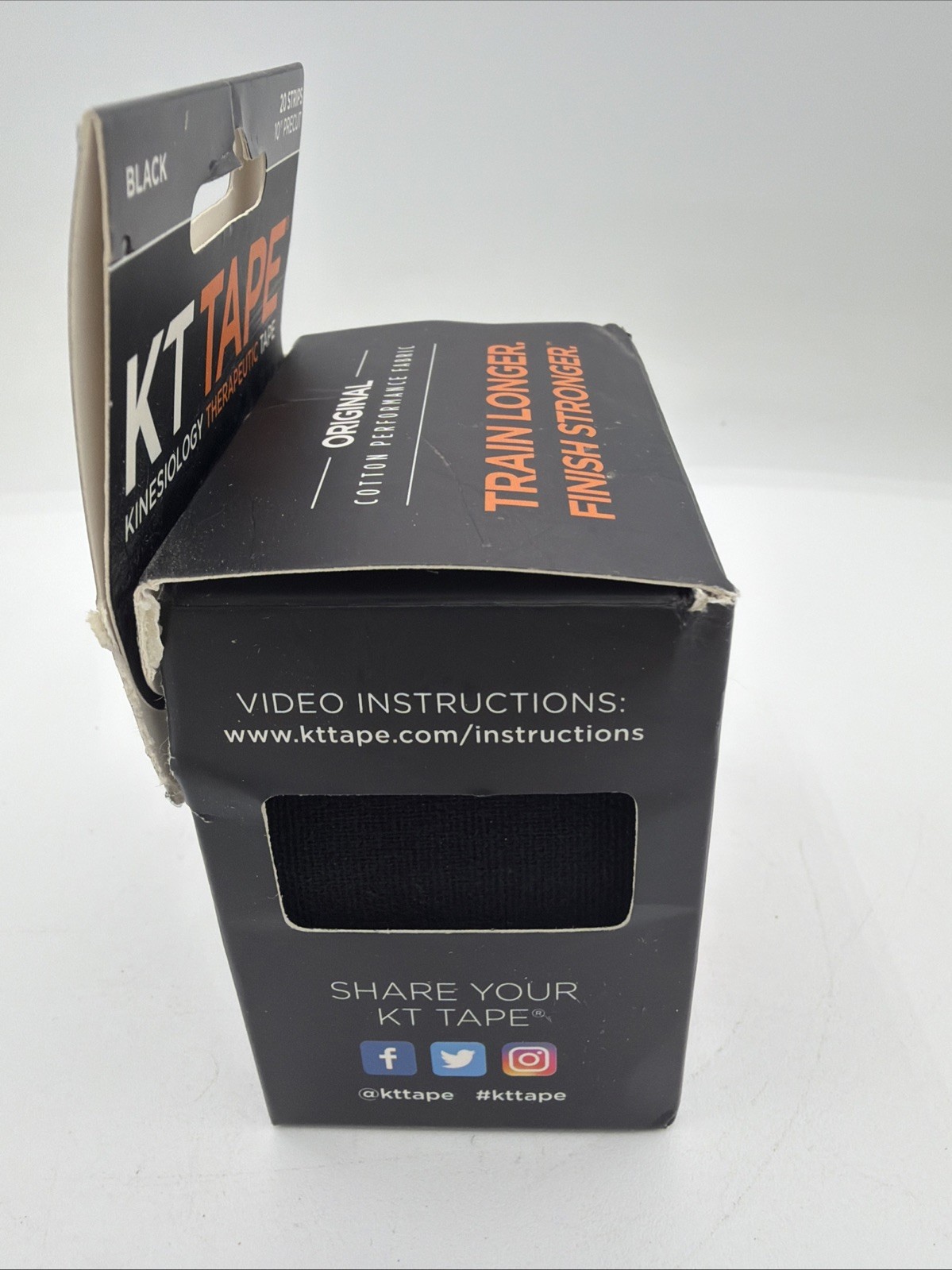 KT Tape Kinesiology Therapeutic Sports Tape, 20 Strips, 10″ Precut, Black (K43)