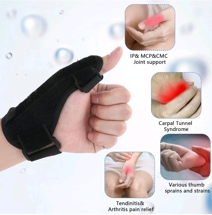 Thumb Brace Support Sprain Arthritis Gym Splint Left / Right Black Piriuuo