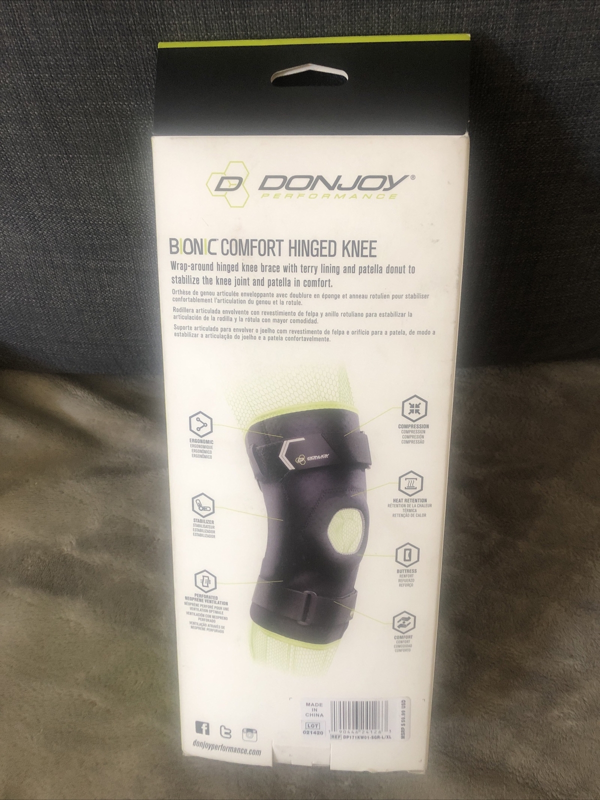 Donjoy Performance Bionic Comfort Hinged Knee Size L/XL Black