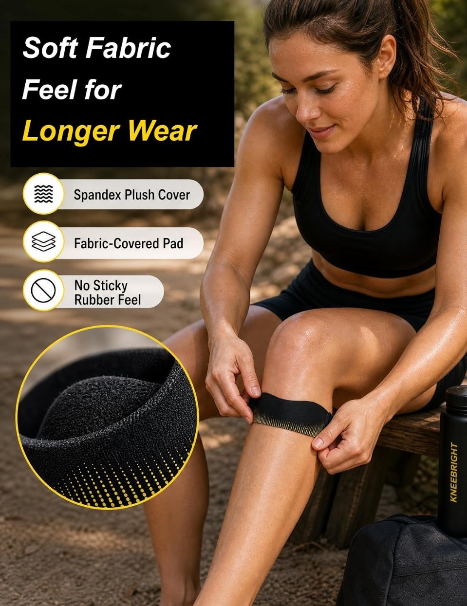 2 Pc.Patellar Tendon Support Strap, Silicone Knee Band Flexible Patella Knee*NEW