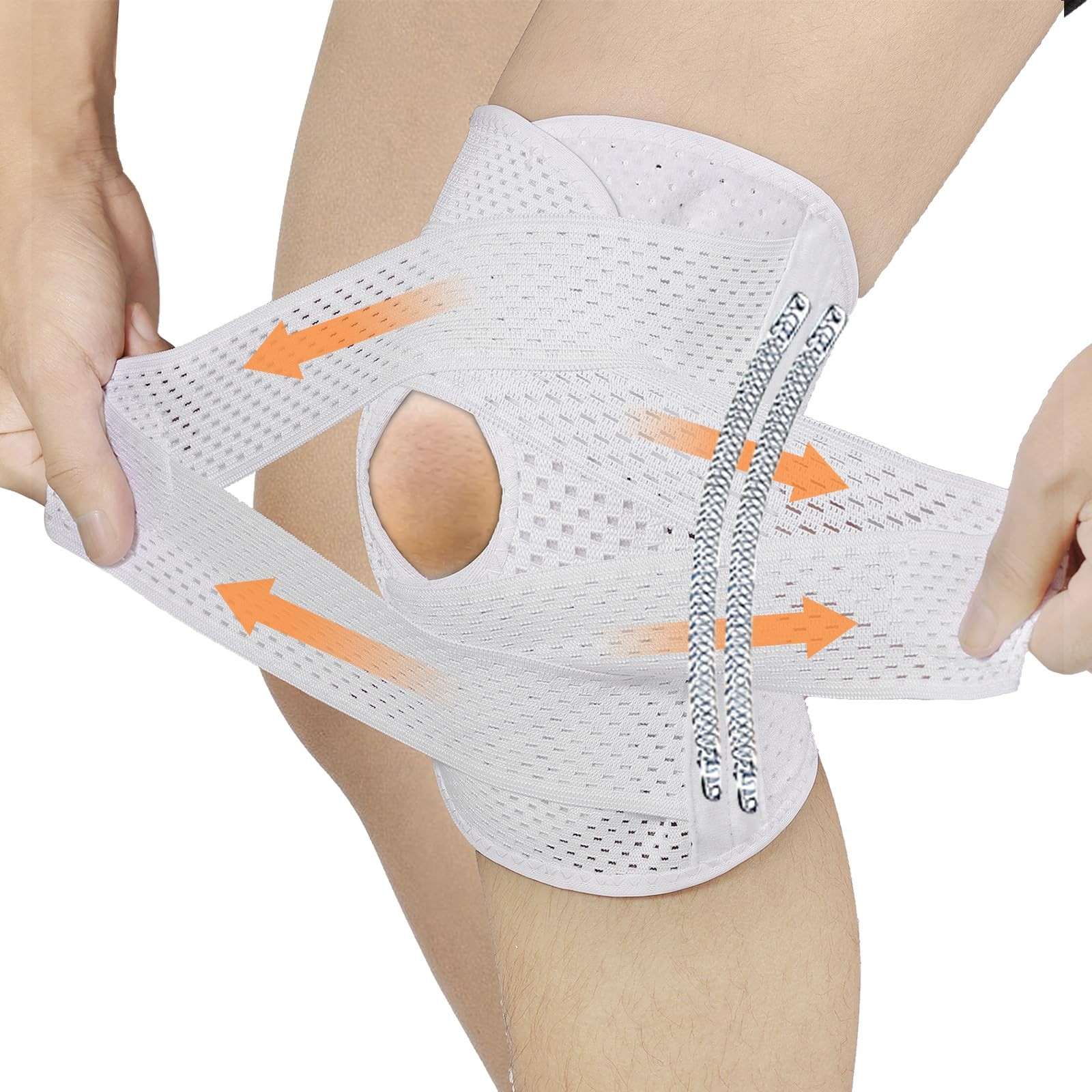 Malloraned Knee Brace for Women Men,Adjustable Sleeve,2XL XX-Large, White