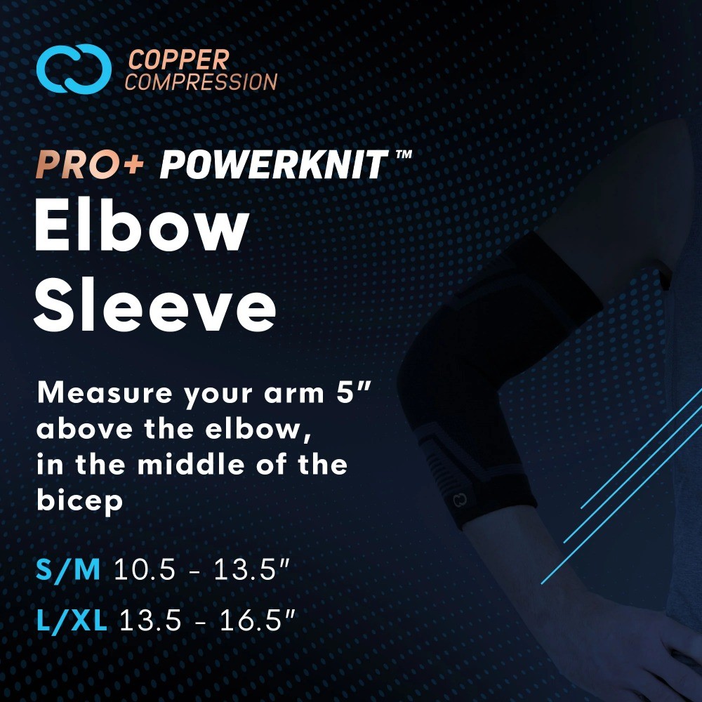 PRO+ Powerknit Performance Elbow Sleeve S/M: Compression for Tennis Elbow,