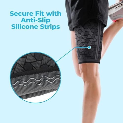 Thigh Compression Sleeves (1 Pair), Upper Leg Sleeves, Hamstring & Quad Medium