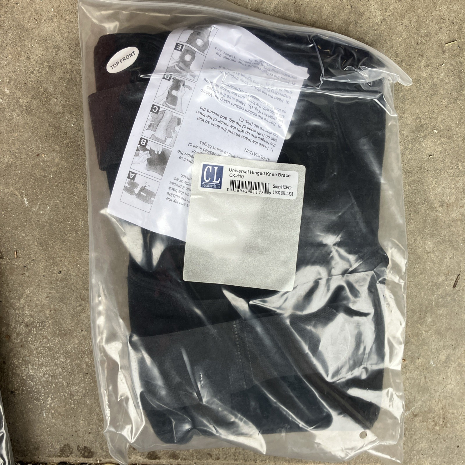 Comfortland CK-110 Universal Hinged Knee Brace NEW Black Top Front D6