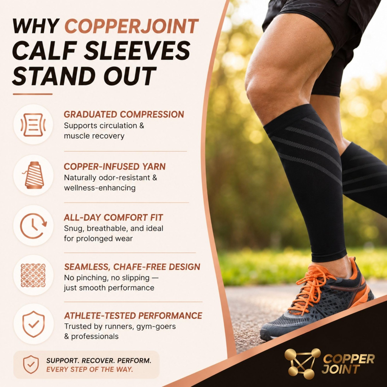 Calf Compression Sleeve for Men & Women – Black Medium, Sports Performance Gear