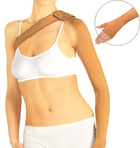 Mastectomy ArmSleeve LUX Compression 23-32 mmHg with hand and shoulder/bra band