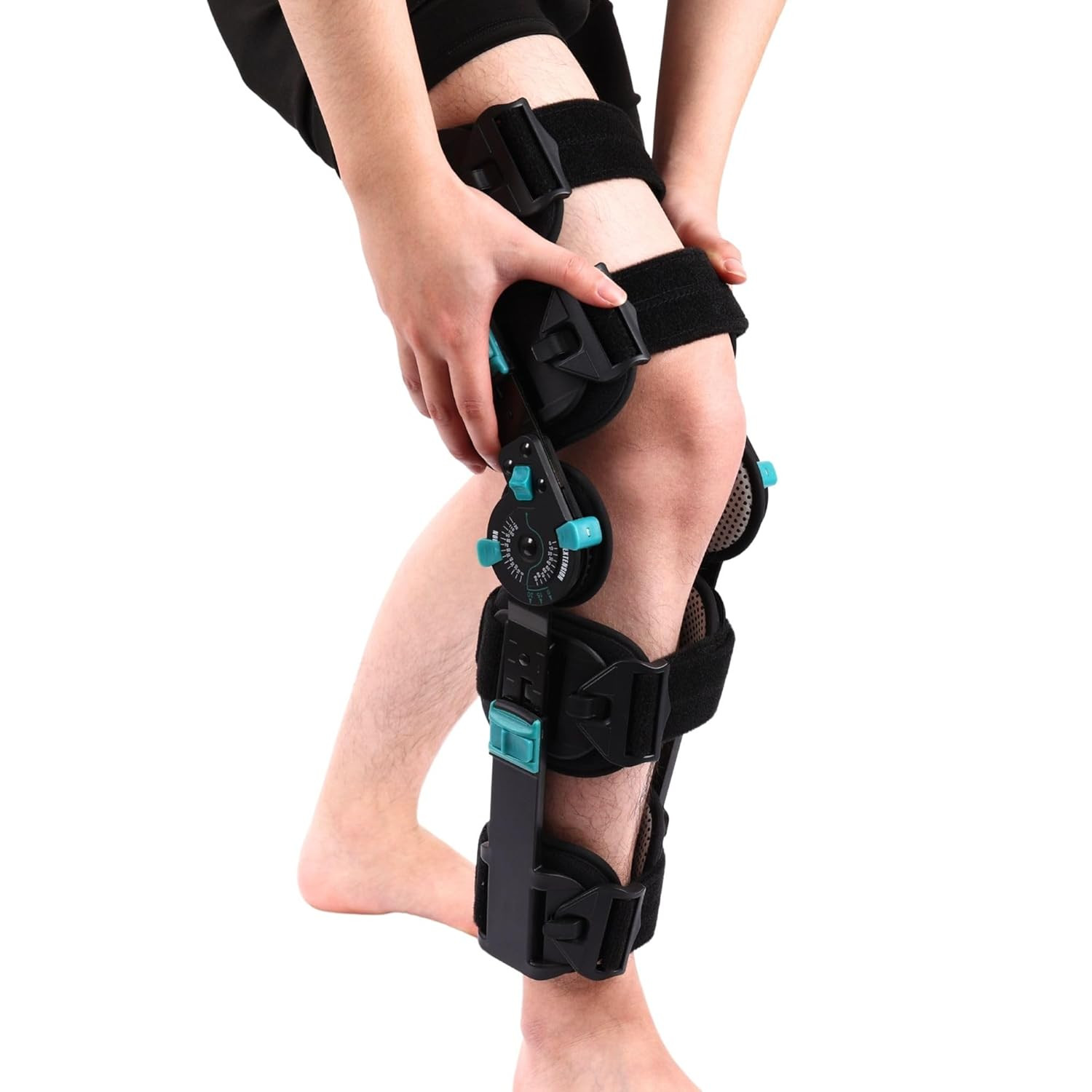Hinged Rom Knee Brace, Adjustable Post Op Knee Immobilizer for Recovery Stabiliz