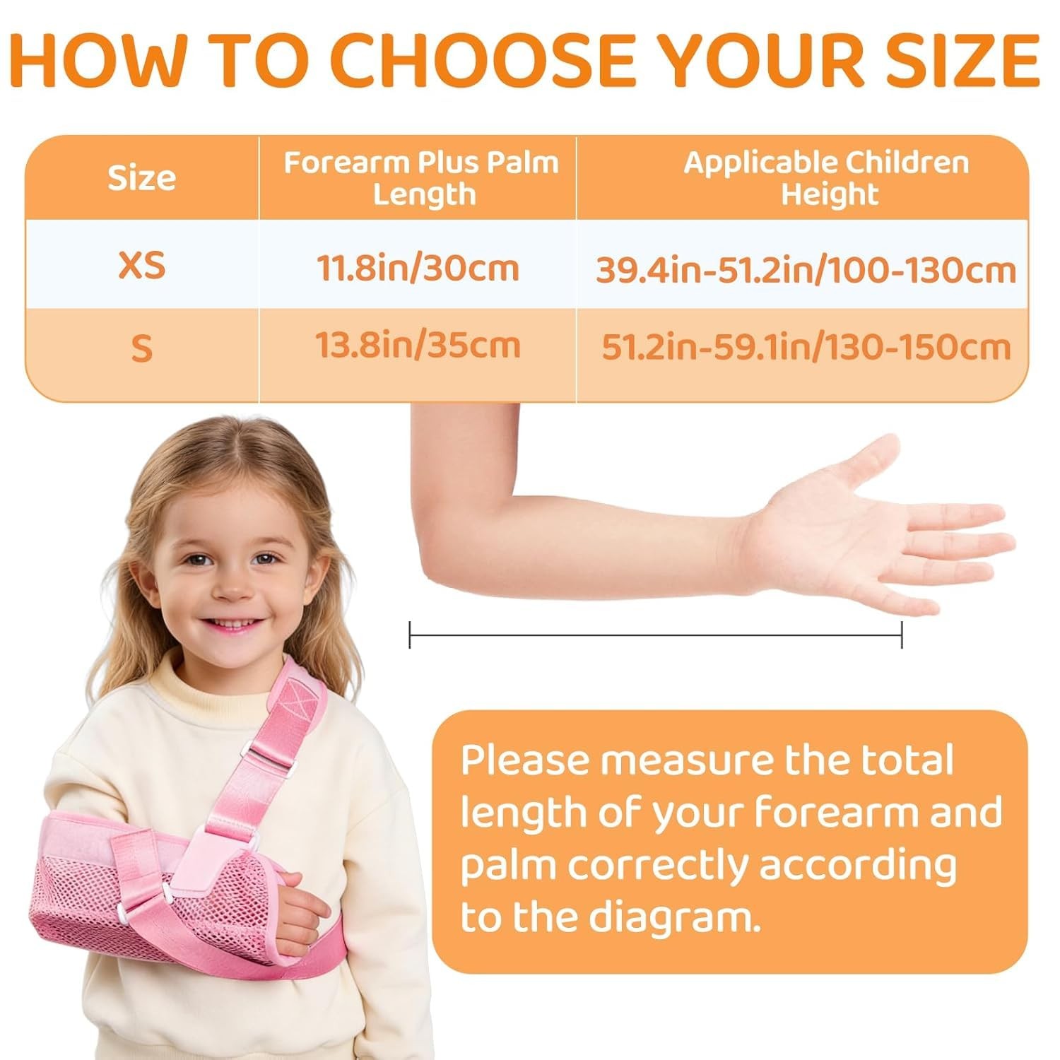 Kids Upper Extremity Arm Sling Shoulder Immobilizer Support Brace Pink Size S