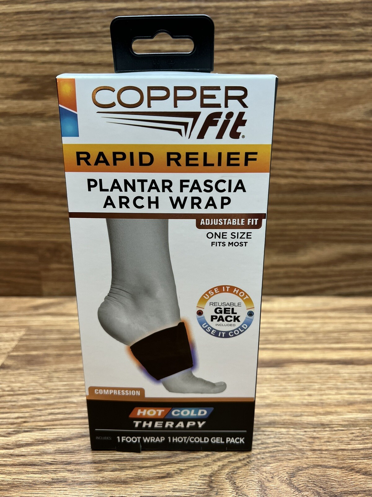 Copper Fit Plantar Fascia Arch Support Wrap Rapid Relief Sleeve Hot/Cold Therapy