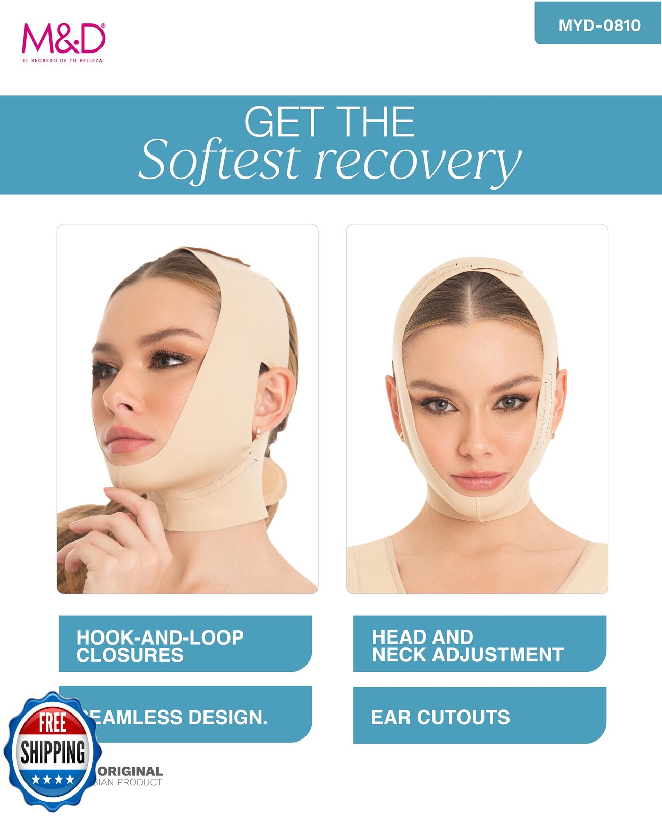 MandD Face Slimming Chin Strap Lipo Compression Garment Mentonera Postquirúrg…