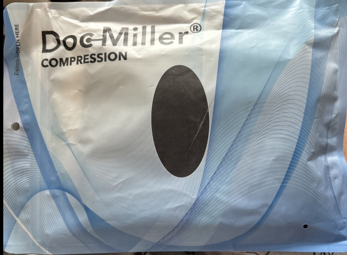 Doc Miller Open Toe Compression Sleeves 15-20mmHg Large Black 1 Pair New