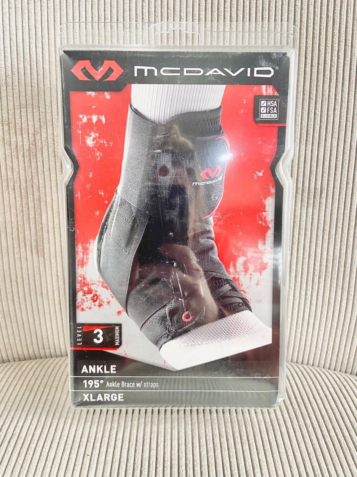 McDavid Level 3 Ankle Brace with Straps, Black, X-Large