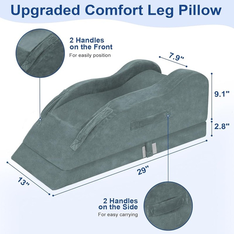 Adjustable Leg Elevation Pillow Post Surgery Support Memory Foam Non Slip Design
