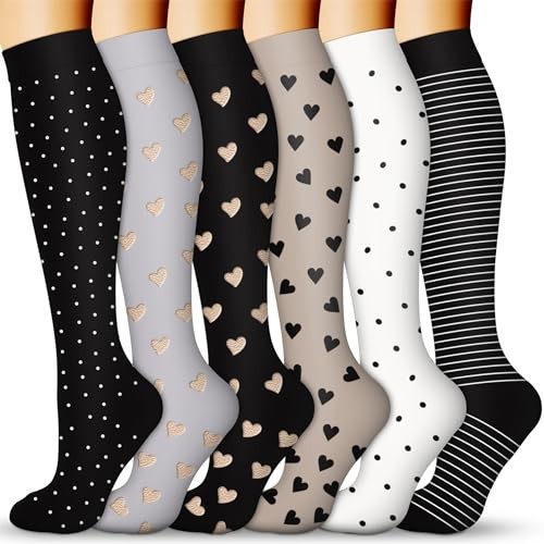 Compression Socks for Large-X-Large 032 Black/Grey/Black/Nude/White/Black