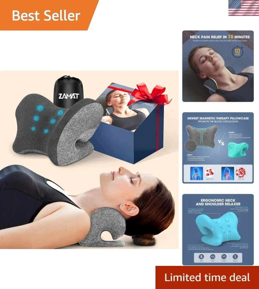 Neck Pain Relief Pillow Magnetic Therapy Cervical Traction Device Travel