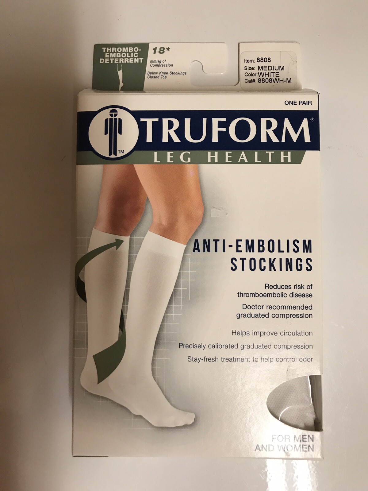 Truform Below Knee Compression Stockings 18* Medium White