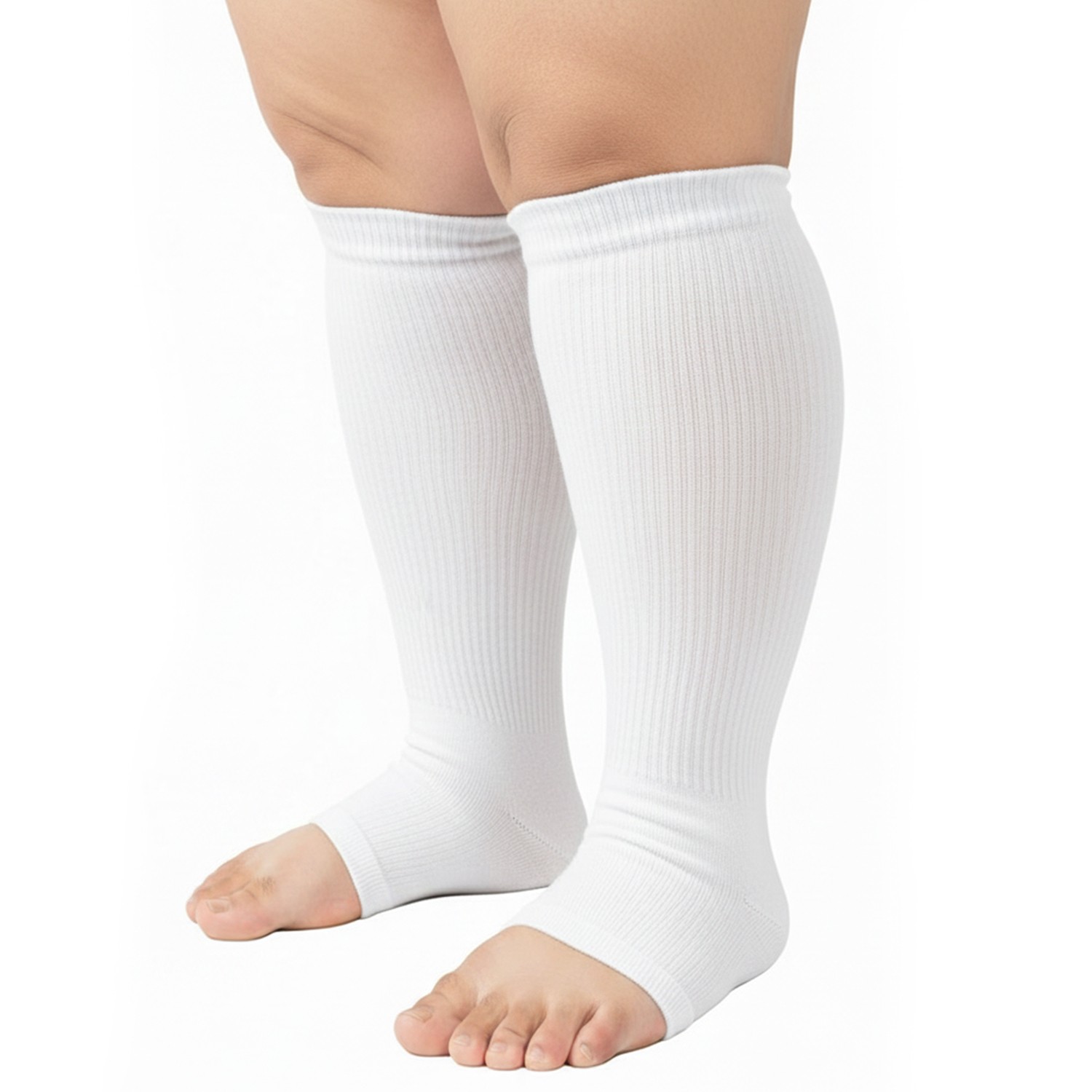 2XL-4XL Plus Size Open Toe Compression Socks, Calf Pressure Stockings for Unisex