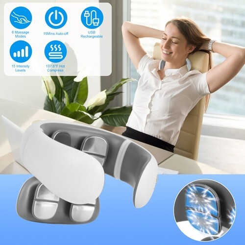 Remote Electronic Neck Massager with Heat Cervical Neck Rechargeable