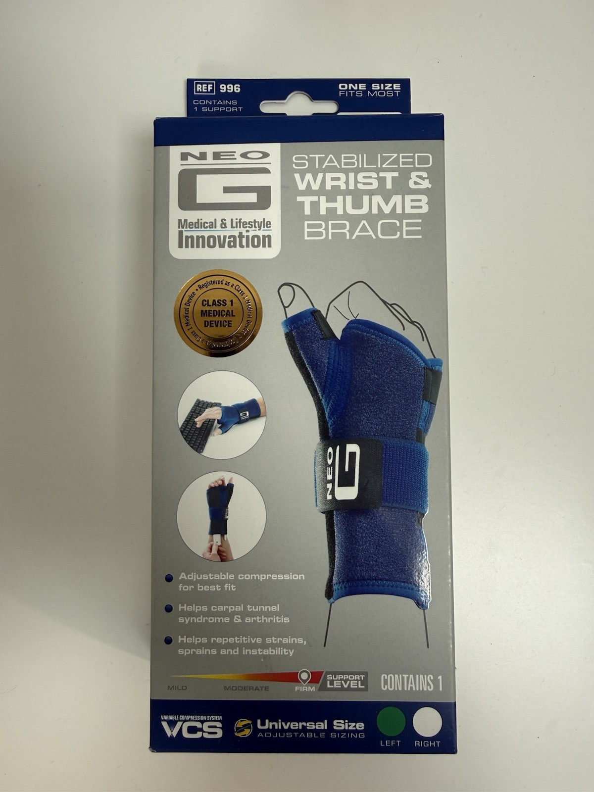 Neo G Stabilized Wrist Thumb Brace Universal Size Left
