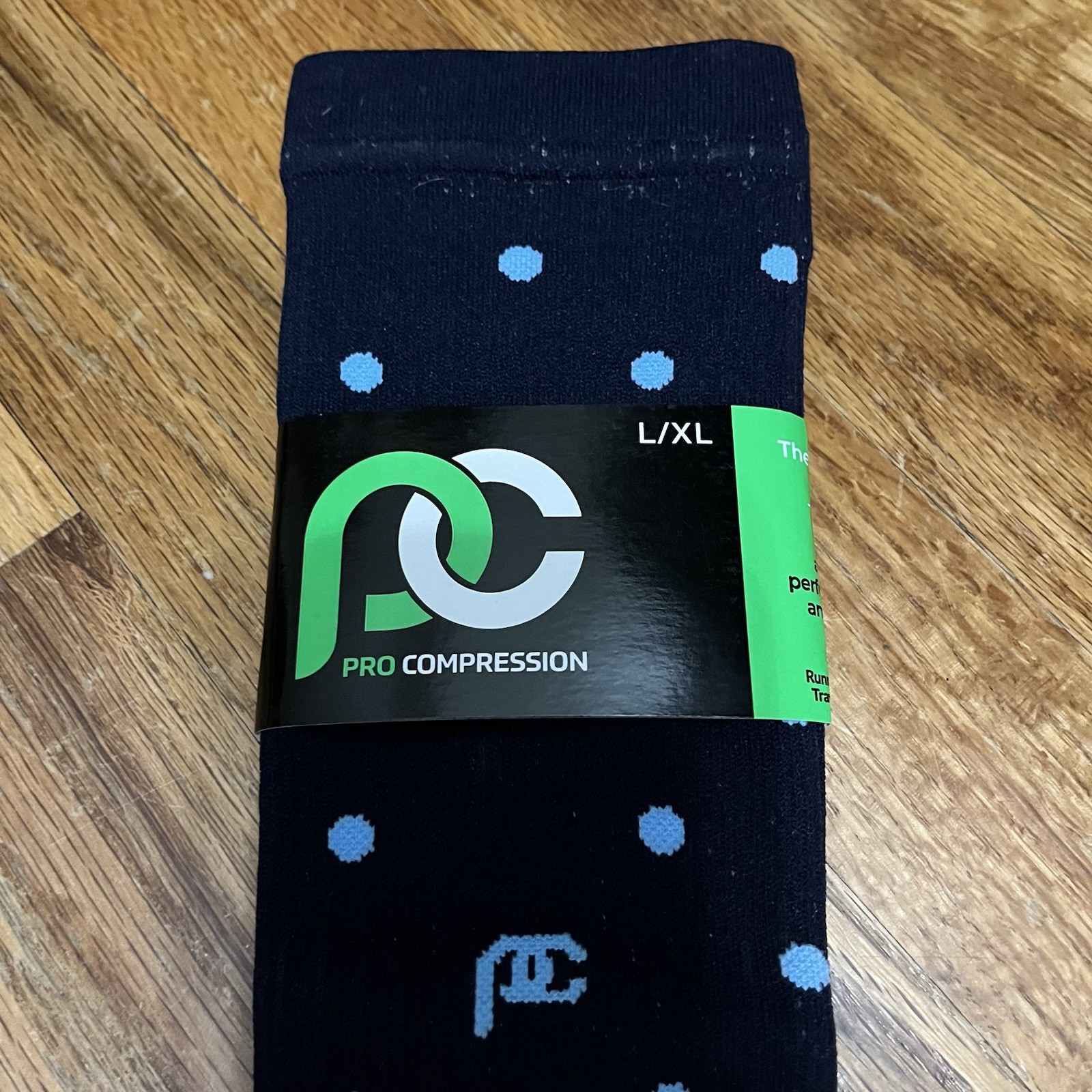 ProCompression Calf Sleeve Set Graduated Compression Navy Dot Size L/XL NEW