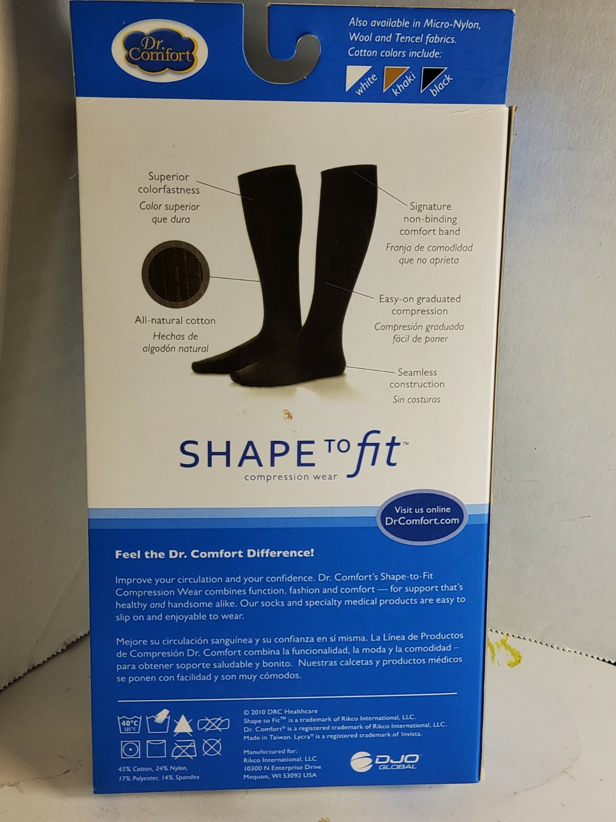 Dr. Comfort Mens 15-20 mmhg Shape to Fit Compression Dress Socks – Small – Black