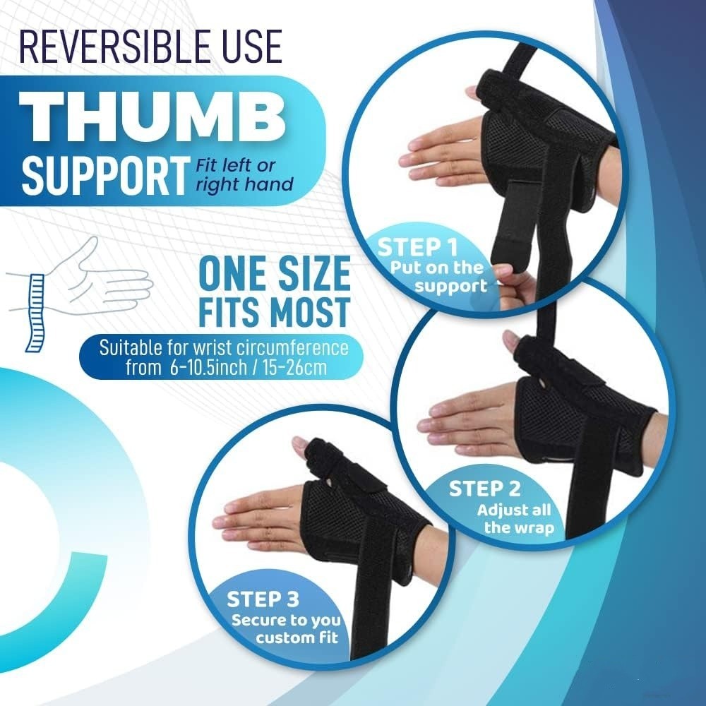 Thumb Wrist Support Brace Carpal Tunnel Sprain Splint Arthritis Left Right Black