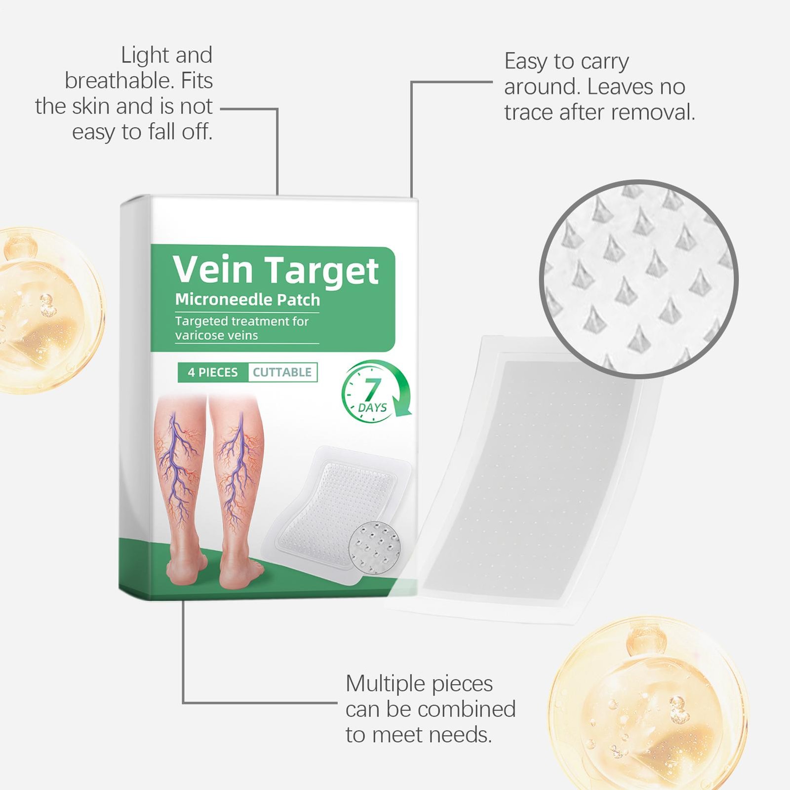 2026 Vein Target Microneedle Patch Natural Ingredients Leg Care Patch New