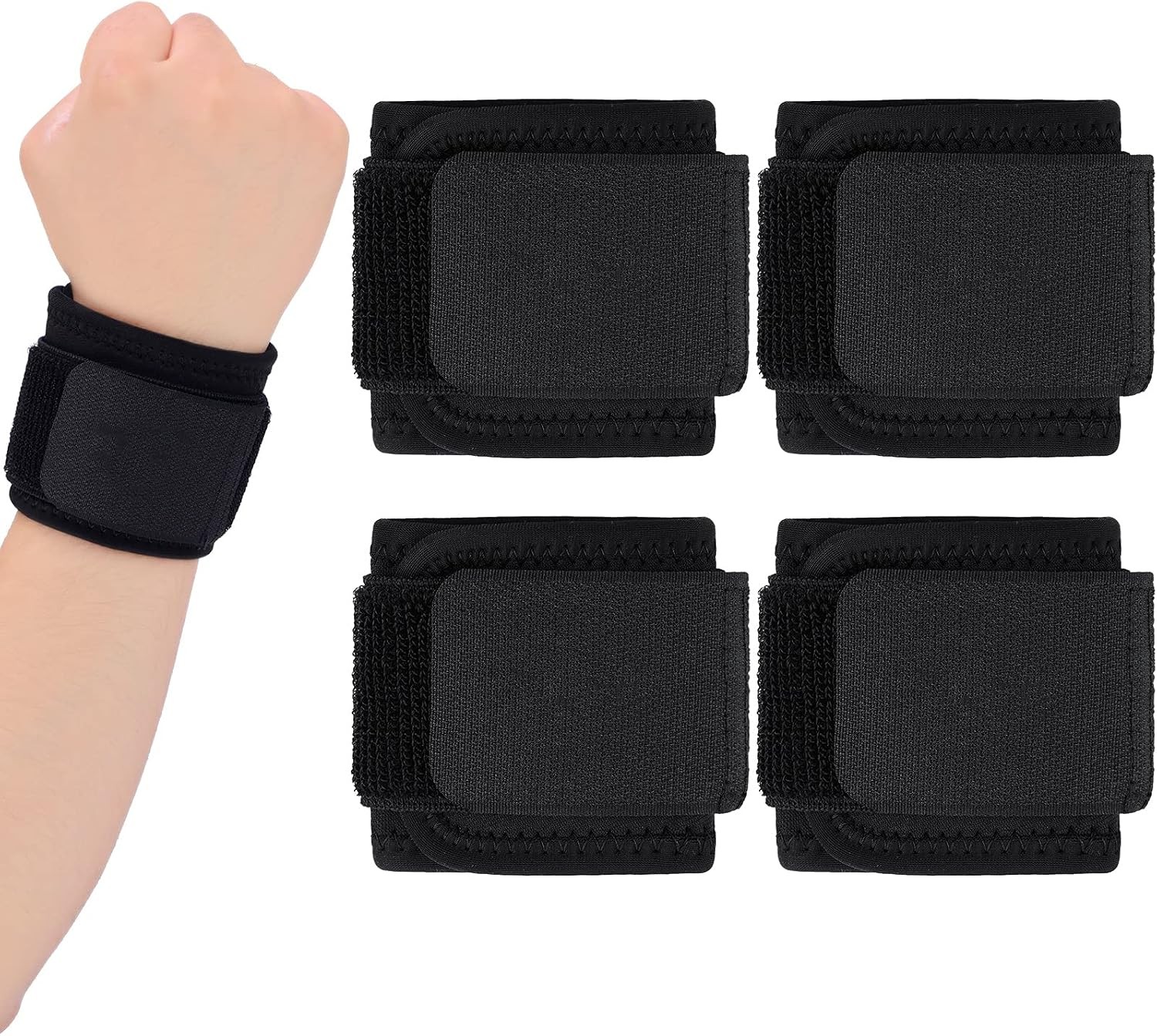 Threan 4 Pcs Wrist Brace for Lifting Carpal Tunnel Wrist Brace for Work Adjustab