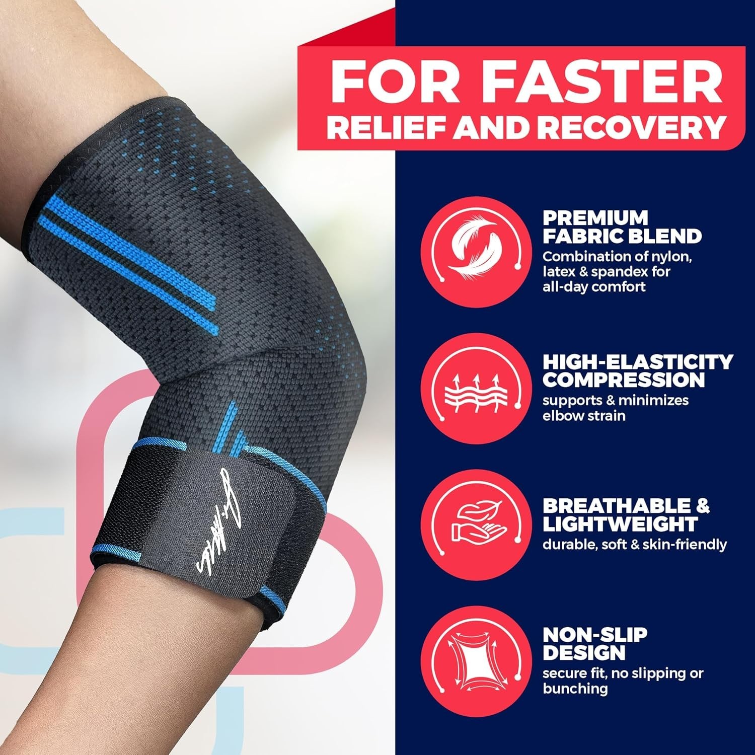 Adjustable Elbow Pad Brace – Tendonitis BursitisTennis Elbow: Pain Relief (M)