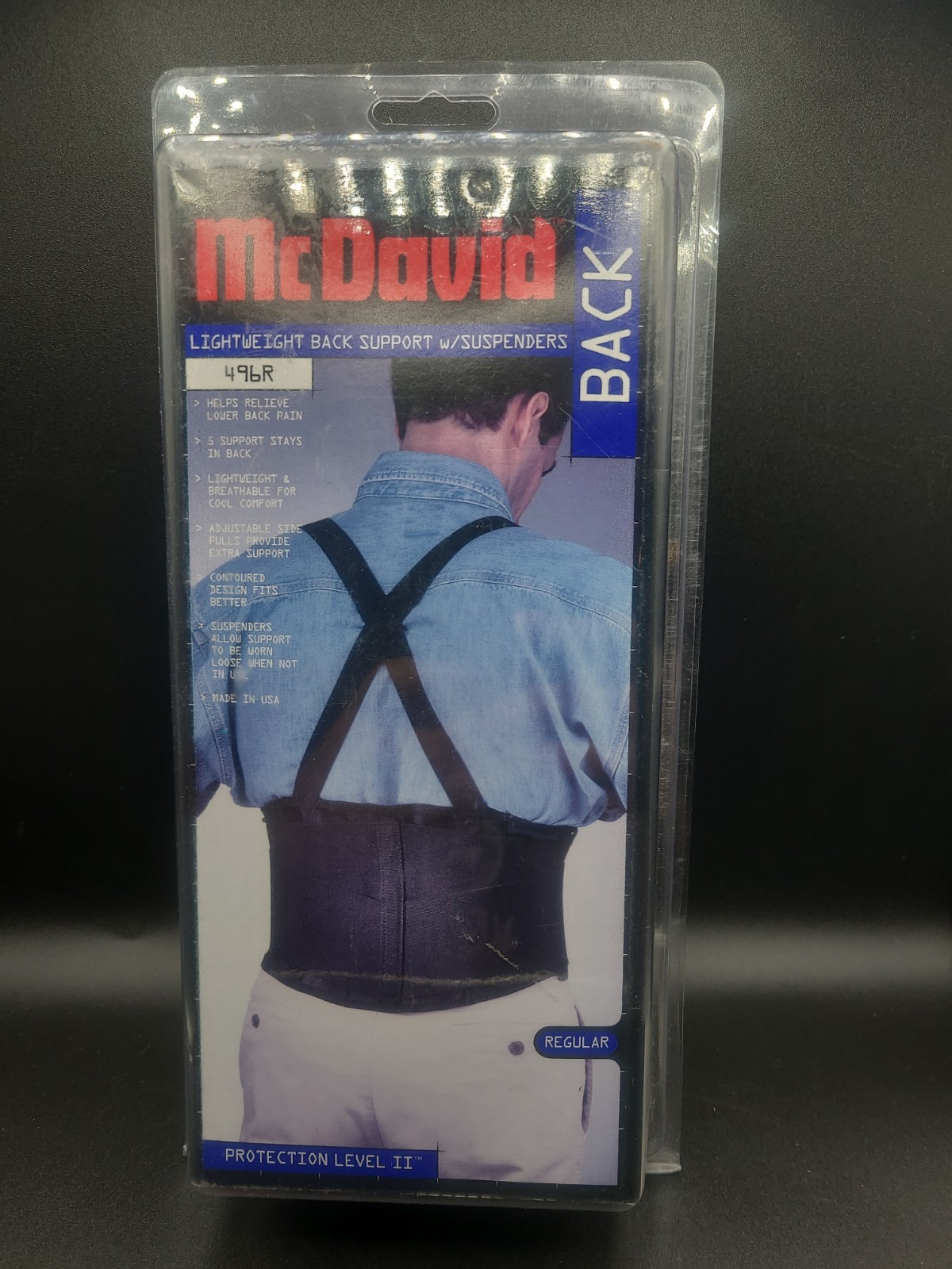 McDavid Back Support w/Suspenders 496R R Waist Size 27”-42”