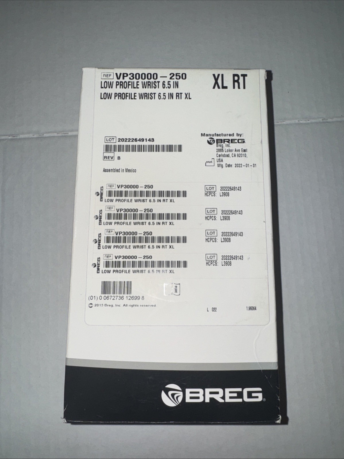 Breg Low Profile Wrist, XL 6.5”