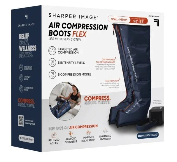 Sharper Image Air Compression Boots Flex Leg Recovery System Small/Medium (Blue)